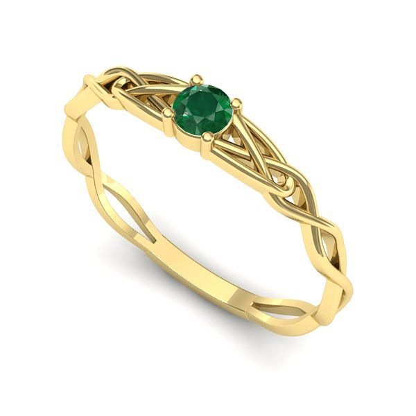 Inel logodna din aur galben cu smarald