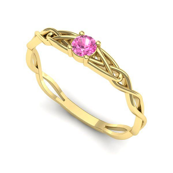 Inel de logodna din aur galben cu safir roz