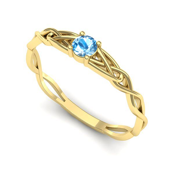 Inel de logodna din aur galben cu topaz blue