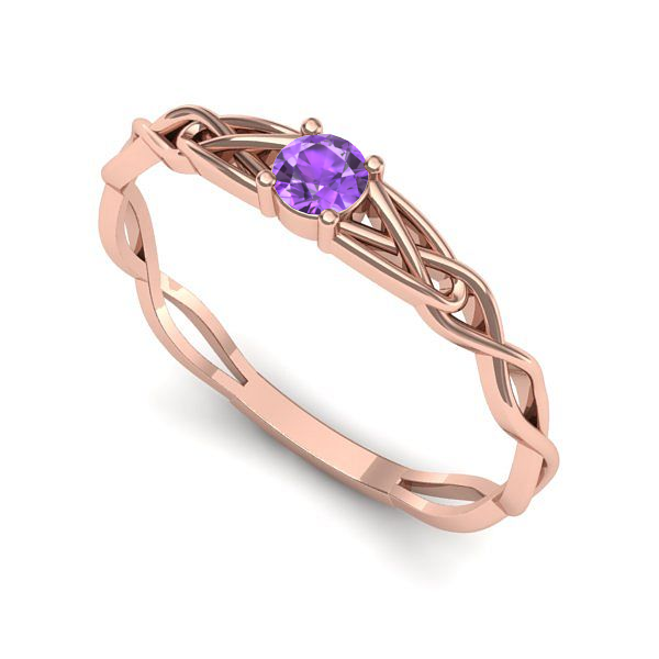 Inel din aur roz cu ametist