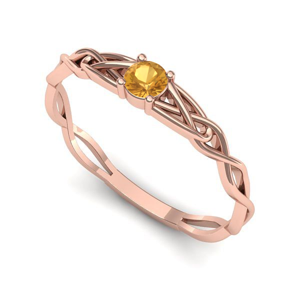 Inel logodna din aur roz cu citrin