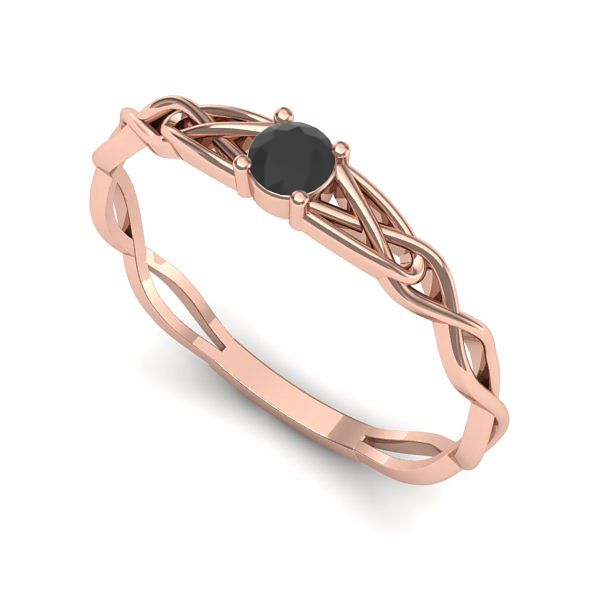 Inel logodna din aur roz cu diamant negru