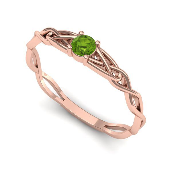Inel logodna din aur roz cu peridot