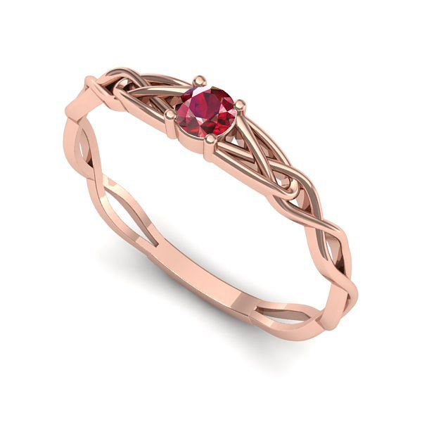 Inel de logodna din aur roz cu rubin