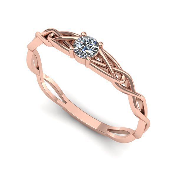 Inel logodna din aur roz cu safir alb