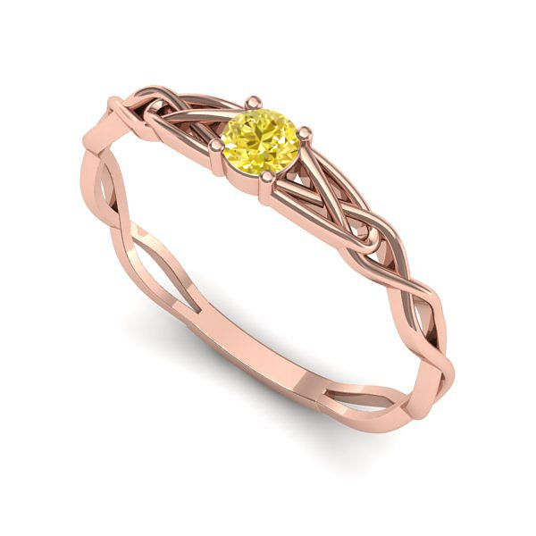 Inel din aur roz cu safir galben