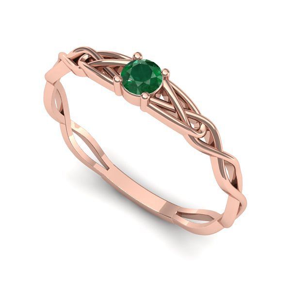Inel din aur roz cu smarald