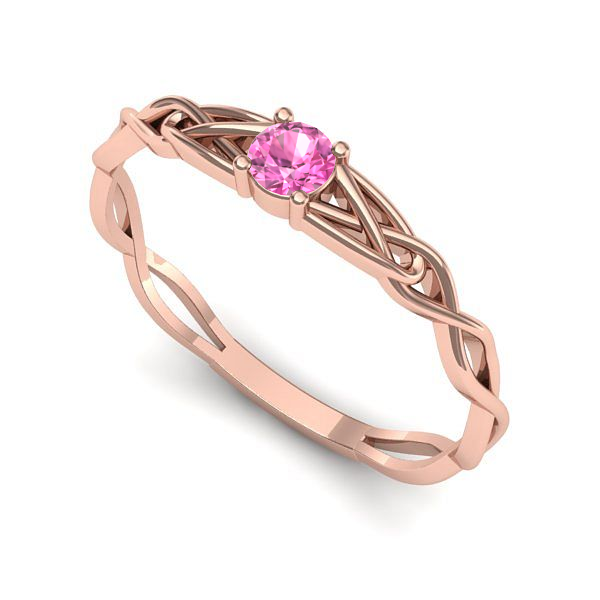 Inel din aur roz cu safir roz
