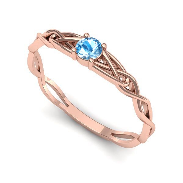 Inel logodna din aur roz cu topaz blue
