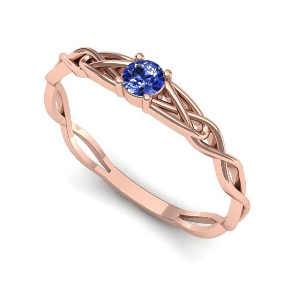 Inel logodna din aur roz cu tanzanit