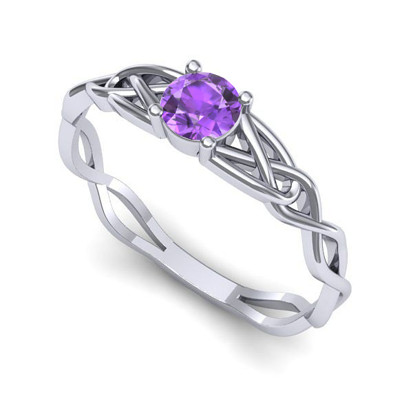 Inel de logodna din aur alb cu ametist
