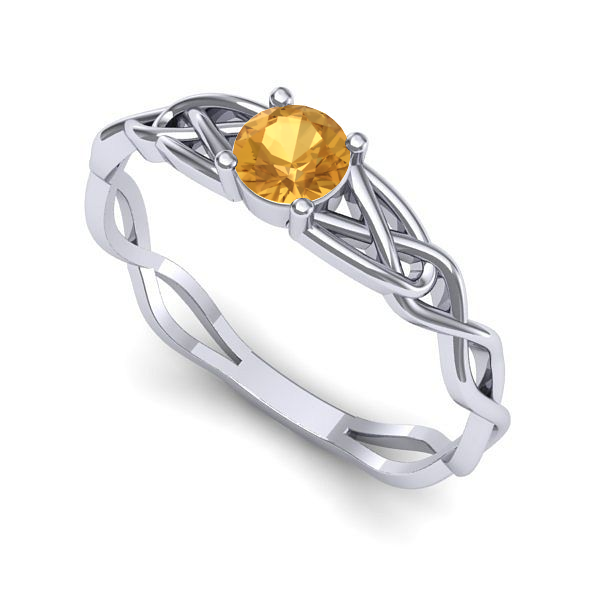 Inel din aur alb cu citrin