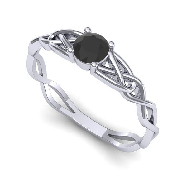 Inel din aur alb cu diamant negru