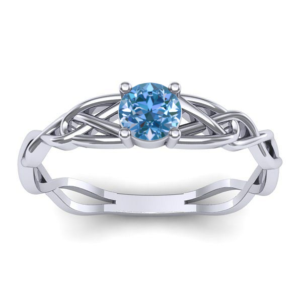 Inel cu diamant de laborator albastru rotund