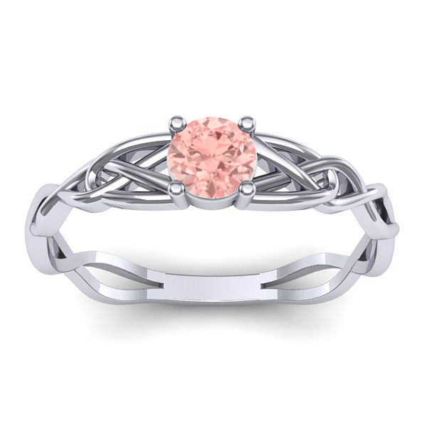 Inel logodna cu diamant de laborator roz rotund