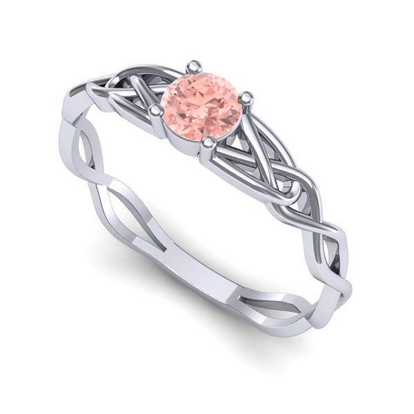 Inel logodna din aur alb cu diamant de laborator roz