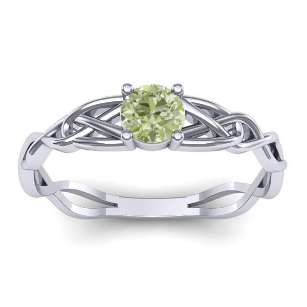 Inel logodna cu diamant de laborator verde rotund