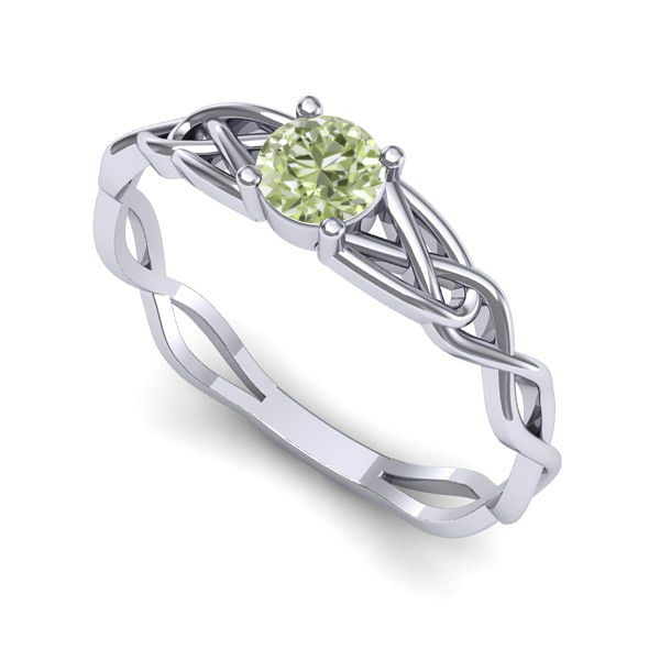 Inel din aur alb cu diamant de laborator verde