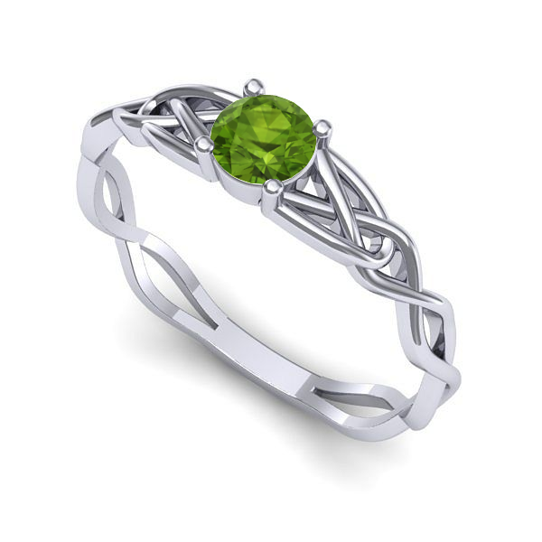 Inel din aur alb cu peridot