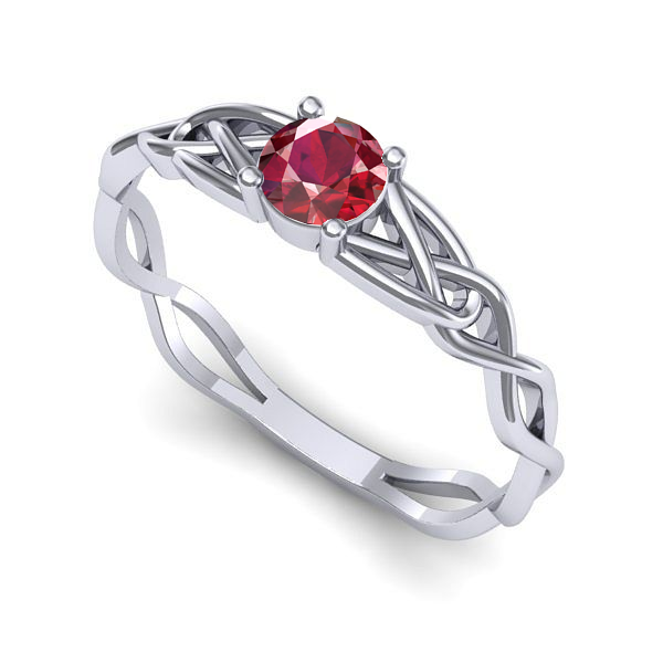 Inel de logodna din aur alb cu rubin