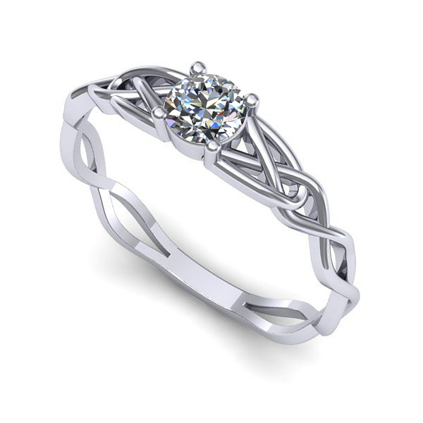 Inel logodna din aur alb cu safir alb