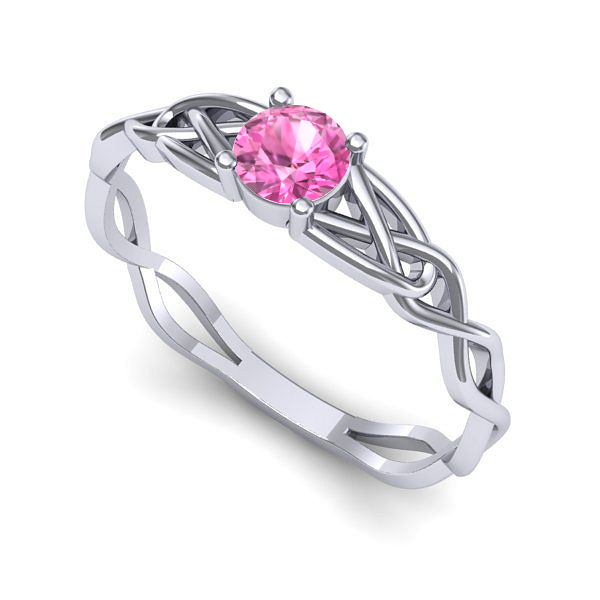 Inel de logodna din aur alb cu safir roz