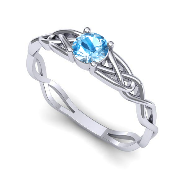 Inel de logodna din aur alb cu topaz blue