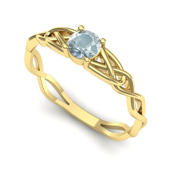 Inel de logodna din aur galben cu aquamarin