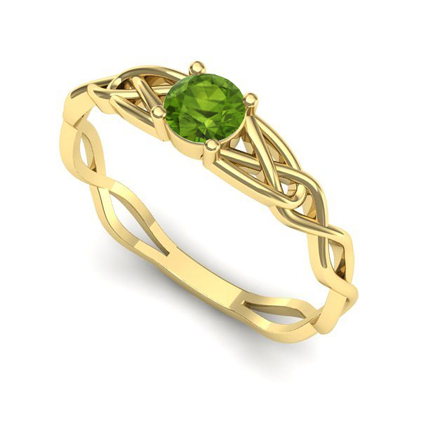 Inel de logodna din aur galben cu peridot