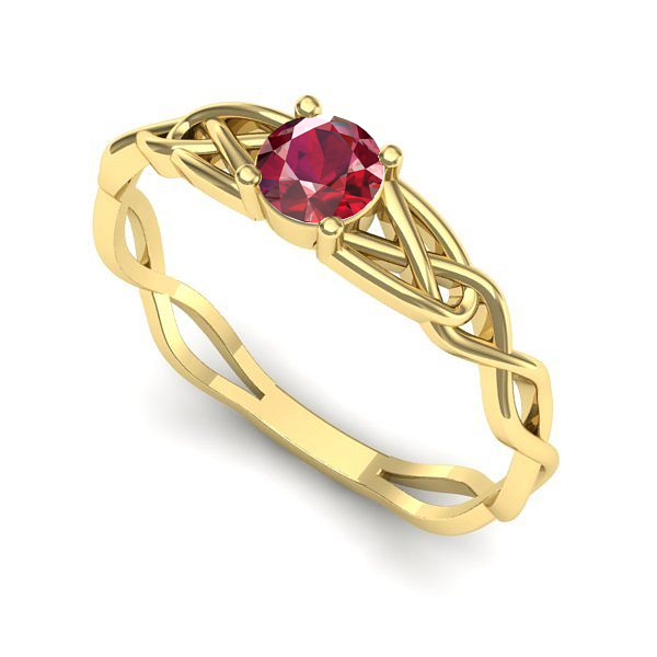 Inel din aur galben cu rubin