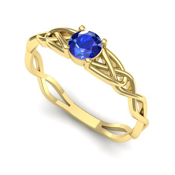Inel de logodna din aur galben cu safir