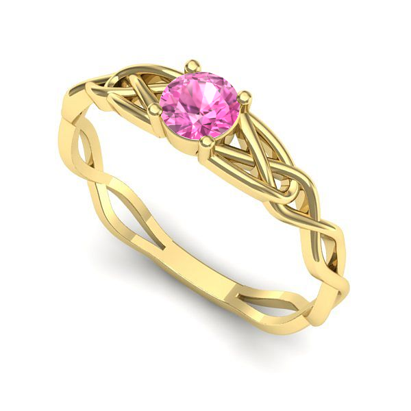 Inel din aur galben cu safir roz