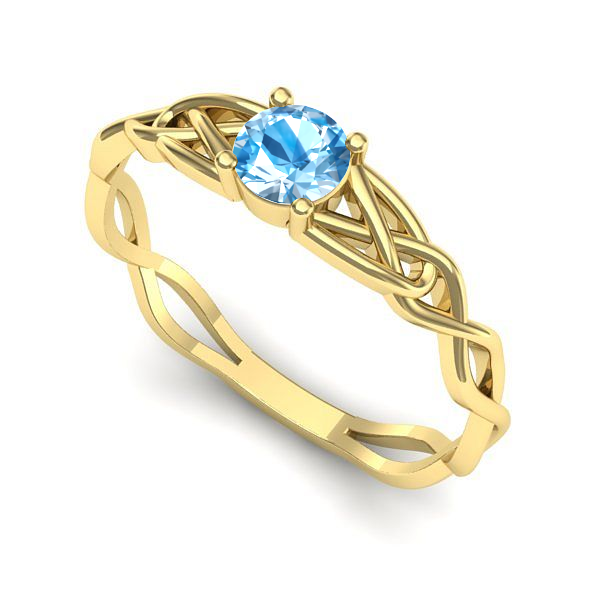 Inel de logodna din aur galben cu topaz blue
