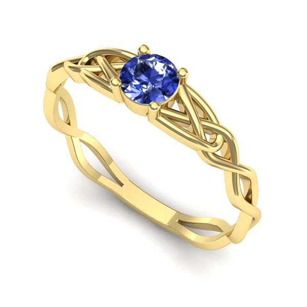 Inel logodna din aur galben cu tanzanit