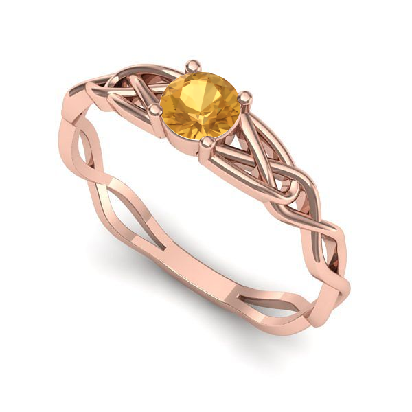Inel din aur roz cu citrin