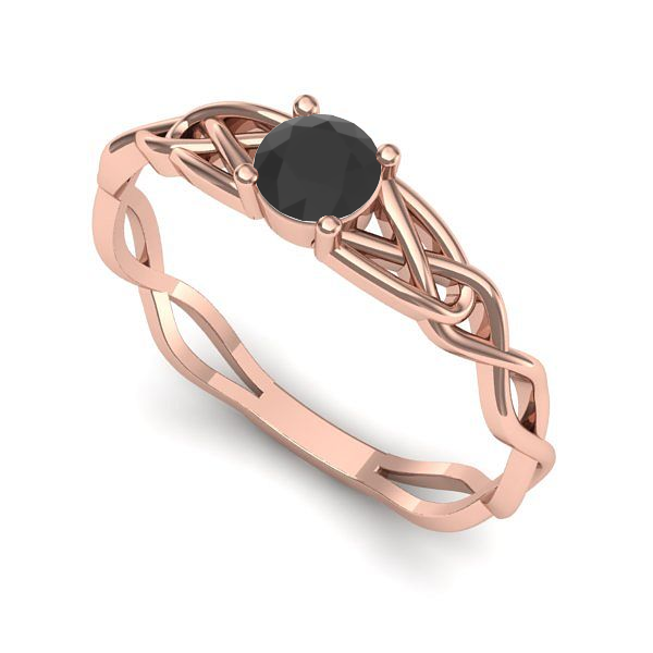 Inel din aur roz cu diamant negru