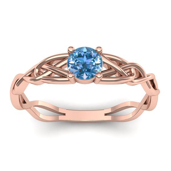 Inel logodna cu diamant de laborator albastru rotund