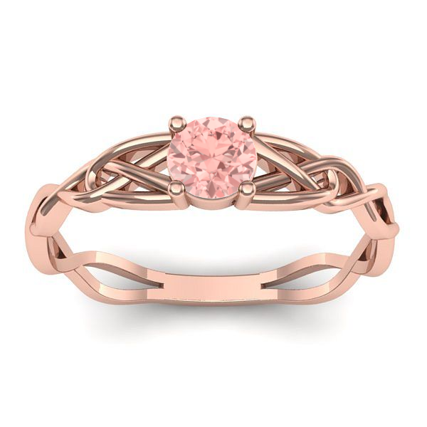 Inel cu diamant de laborator roz rotund