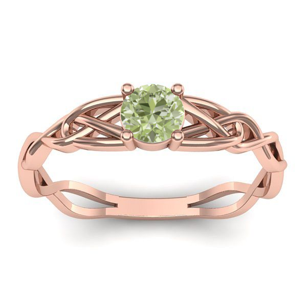 Inel cu diamant de laborator verde rotund