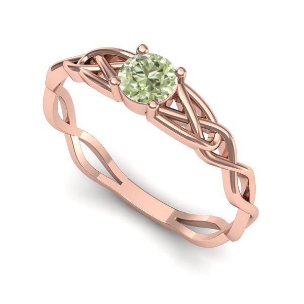 Inel logodna din aur roz cu diamant de laborator verde