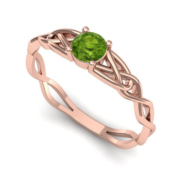 Inel de logodna din aur roz cu peridot