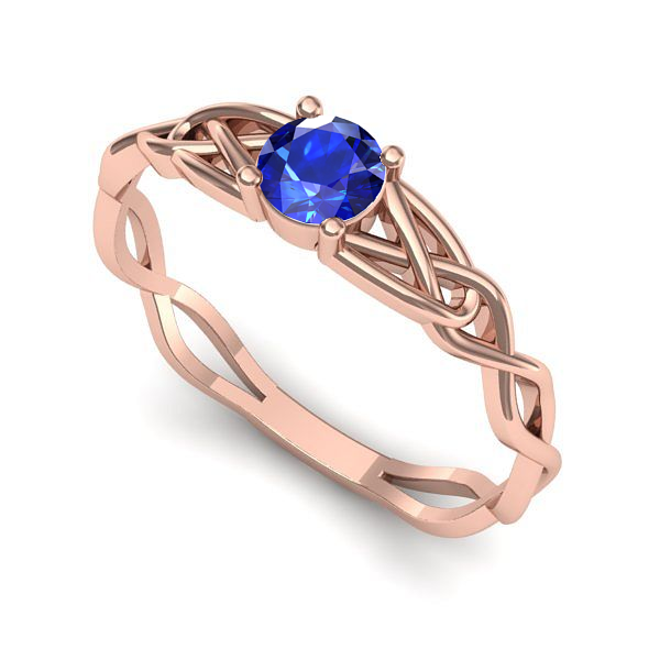 Inel din aur roz cu safir