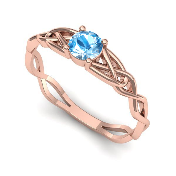 Inel de logodna din aur roz cu topaz blue