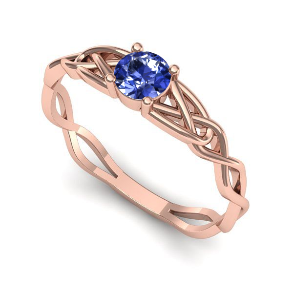 Inel logodna din aur roz cu tanzanit