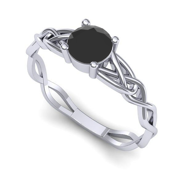 Inel logodna din aur alb cu diamant negru