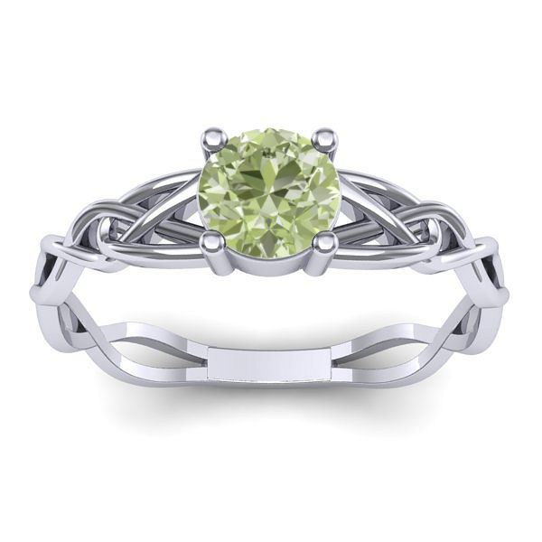 Inel logodna cu diamant de laborator verde rotund