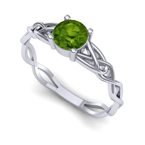 Inel logodna din aur alb cu peridot