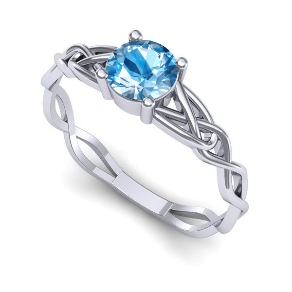 Inel de logodna din aur alb cu topaz blue