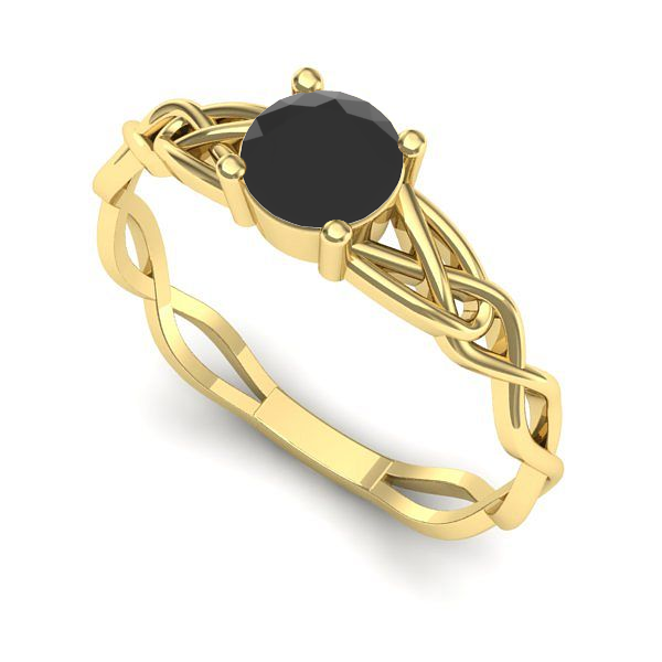 Inel logodna din aur galben cu diamant negru