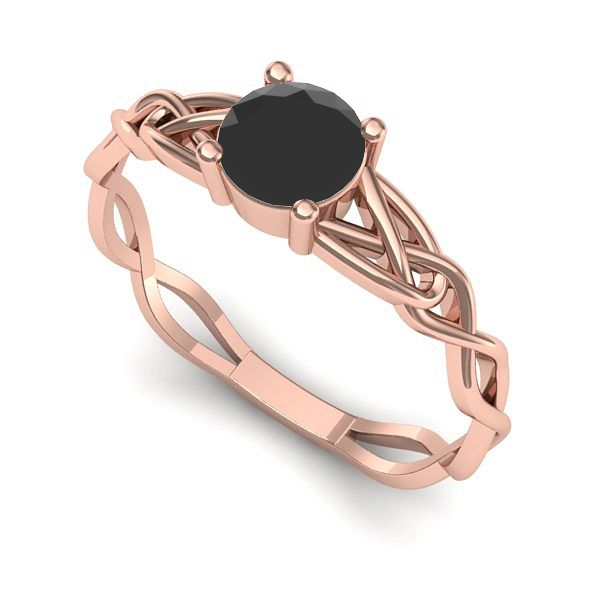 Inel logodna din aur roz cu diamant negru